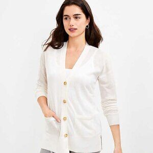 Ann Taylor Relaxed V-neck Pocket Cardigan Size Small